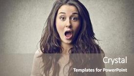  Presentation with worship woman - Theme featuring stupefaction - portrait of amazed woman background and a  colored foreground