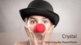  Presentation with nose - Slide set consisting of stupefaction - portrait of surprised little girl background and a coral colored foreground