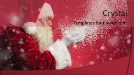  Presentation with potter hands making in clay - Theme consisting of stupefaction - santa claus blowing snow background and a red colored foreground