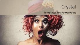  Presentation with clown - Presentation design featuring stupefaction - surprised clown background and a mint green colored foreground
