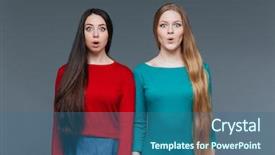  Presentation with octagon two mma fighters standing - Beautiful slides featuring stupefaction - two amazed girl standing backdrop and a ocean colored foreground