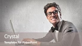  Presentation with computer - Presentation featuring stupid - fashionable man using a laptop background and a gray colored foreground