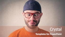  Presentation with egyptian man in make up - Colorful slide set enhanced with stupid - man making jokes backdrop and a coral colored foreground