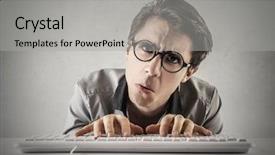  Presentation with hands of anonymous hackers typing - Colorful PPT layouts enhanced with stupid - typing on the keyboard backdrop and a light gray colored foreground