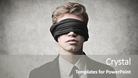  Presentation with blindfolded - Audience pleasing slides consisting of stupid - young businessman blindfolded backdrop and a gray colored foreground