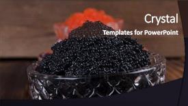  Presentation with sturgeon - PPT layouts with sturgeon caviar in white crystal background and a tawny brown colored foreground