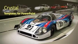  Presentation with museum - PPT layouts featuring stuttgart-germany-april-2014-porsche background and a tawny brown colored foreground