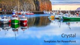  Presentation with western - Colorful theme enhanced with stykkisholmur's harbor in western iceland backdrop and a light blue colored foreground