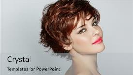  Presentation with hair - PPT theme with style - beautiful young woman with red background and a light gray colored foreground