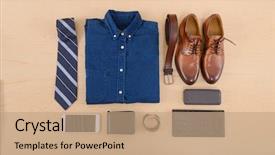  Presentation with fashion accessories - Slide deck enhanced with notebook style - men's mans fashion and accessories-wooden background and a coral colored foreground