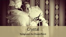  Presentation with vintage art - Beautiful slide deck featuring style art project haute couture backdrop and a coral colored foreground