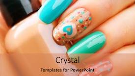  Presentation with nail salon - Cool new PPT layouts with style bright manicure with paint backdrop and a coral colored foreground