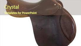  Presentation with white horse - Colorful presentation theme enhanced with style brown leather horse saddle backdrop and a tawny brown colored foreground