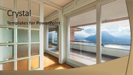  Presentation with house window - Beautiful slides featuring style classic large window backdrop and a coral colored foreground