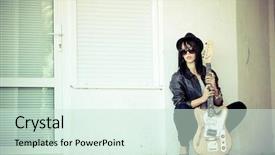  Presentation with electric guitar - Cool new presentation theme with style clothes with electric guitar backdrop and a  colored foreground