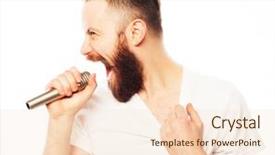  Presentation with life insurance concept leaflets - Presentation theme with style concept a young man background and a lemonade colored foreground