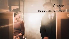  Presentation with vintage retro - Slide set consisting of style couple inside retro train background and a coral colored foreground