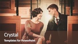  Presentation with retro television old vintage tv - Slides having style couple inside retro train background and a tawny brown colored foreground