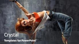  Presentation with dance - Audience pleasing presentation theme consisting of style dancer posing on studio backdrop and a dark gray colored foreground