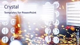  Presentation with flash - Slide deck with style flash and lights gala background and a sky blue colored foreground