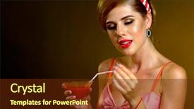  Presentation with cocktail party - Presentation theme consisting of style girl wearing red dress background and a tawny brown colored foreground