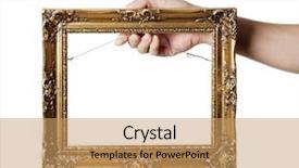  Presentation with antique picture frame - Slide deck having style golden color picture frame background and a coral colored foreground