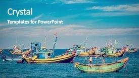 Presentation with faded - Audience pleasing presentation theme consisting of style image of fishing boat backdrop and a teal colored foreground