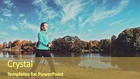  Presentation with walking nordic - Audience pleasing slide deck consisting of style image of nordic walking backdrop and a coral colored foreground