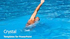  Presentation with swimming pool - PPT theme with style in outdoor swimming pool background and a teal colored foreground