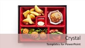  Presentation with lunch box - Cool new presentation theme with style lunch box with deep backdrop and a coral colored foreground