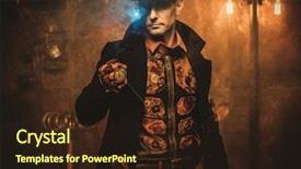  Presentation with steampunk - Beautiful slide set featuring history future - steampunk style man with various backdrop and a wine colored foreground