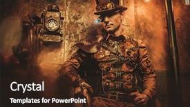  Presentation with steampunk - Presentation design enhanced with history future - steampunk style man with various background and a wine colored foreground