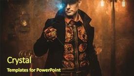 Presentation with steampunk - Presentation design with history future - steampunk style man with various background and a wine colored foreground