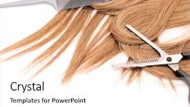  Presentation with long hair - Presentation theme consisting of style on white isolated background background and a cream colored foreground