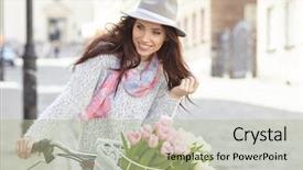  Presentation with spring photo album - PPT theme with style photo of a spring background and a mint green colored foreground