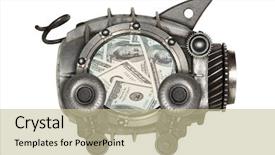  Presentation with piggy bank - Slide set enhanced with style piggy bank mechanical animal background and a mint green colored foreground