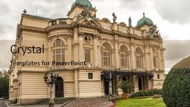  Presentation with theatre - Beautiful presentation theme featuring style resembling the paris opera backdrop and a coral colored foreground