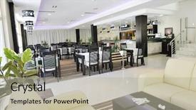  Presentation with hotel - Beautiful presentation featuring style restaurant indoor at hotel backdrop and a  colored foreground