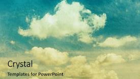  Presentation with old style - PPT layouts enhanced with style sky with clouds stylized background and a mint green colored foreground