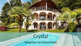  Presentation with swimming pool - Cool new slide deck with style villa with swimming pool backdrop and a  colored foreground