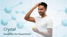  Presentation with wax - Audience pleasing PPT layouts consisting of styling gel over molecular backdrop and a sky blue colored foreground