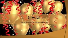  Presentation with balloons - PPT layouts consisting of stylised - golden balloons background and a gold colored foreground