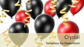  Presentation with red and black - Slides having stylised - red and black balloons background and a  colored foreground