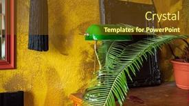  Presentation with apartment - Beautiful slide set featuring stylish-apartment-interior-with-green backdrop and a tawny brown colored foreground