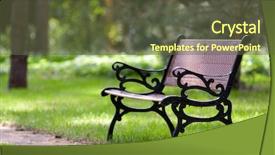  Presentation with summer - Slide deck featuring stylish bench in summer park background and a tawny brown colored foreground