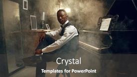  Presentation with jazz - PPT theme having stylish black grand piano player jazz performance background and a dark gray colored foreground