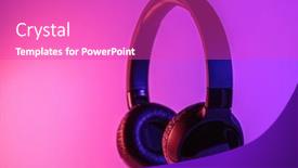  Presentation with black technology - Slides having stylish-black-wireless-headphones-lit background and a purple colored foreground