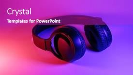  Presentation with black technology - Presentation theme having stylish-black-wireless-headphones-lit background and a purple colored foreground