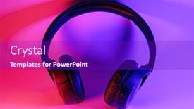  Presentation with black technology - Colorful PPT layouts enhanced with stylish-black-wireless-headphones-lit backdrop and a violet colored foreground