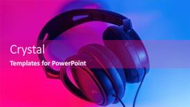  Presentation with black technology - Amazing slide deck having stylish-black-wireless-headphones-lit backdrop and a violet colored foreground